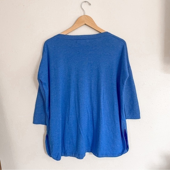 Lilly Pulitzer NWOT Cobo Sweater in Heathered Coastal Blue Sparkle Sleeve - Picture 3 of 7